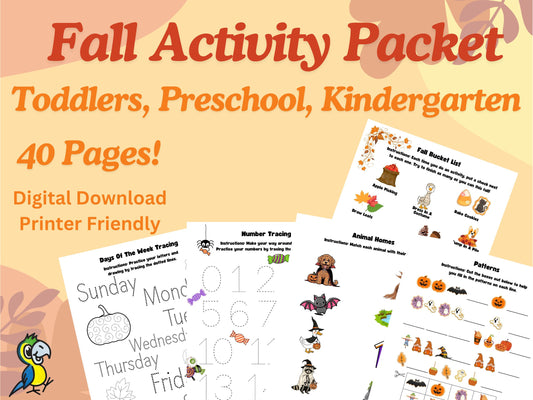 Fall Activity Packet- Toddlers, Preschool, Kindergarten Learning