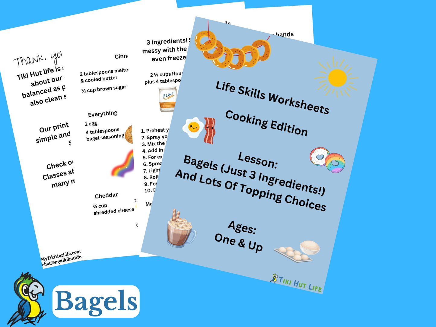 Bagel Recipe Worksheet To Follow With Kids Exercise