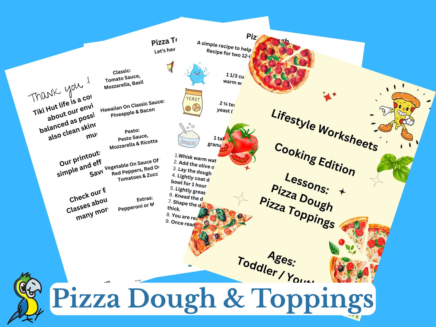 Pizza & Toppings Recipe Worksheet To Follow With Kids Exercise
