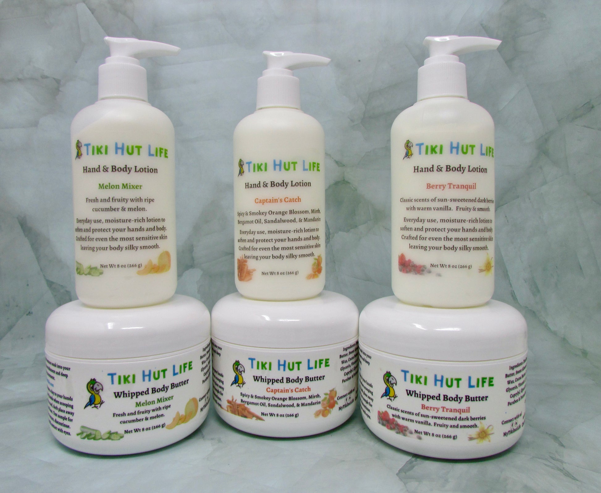 Hand & body lotion. Whipped body butter. Group image, multiple fragrances.
