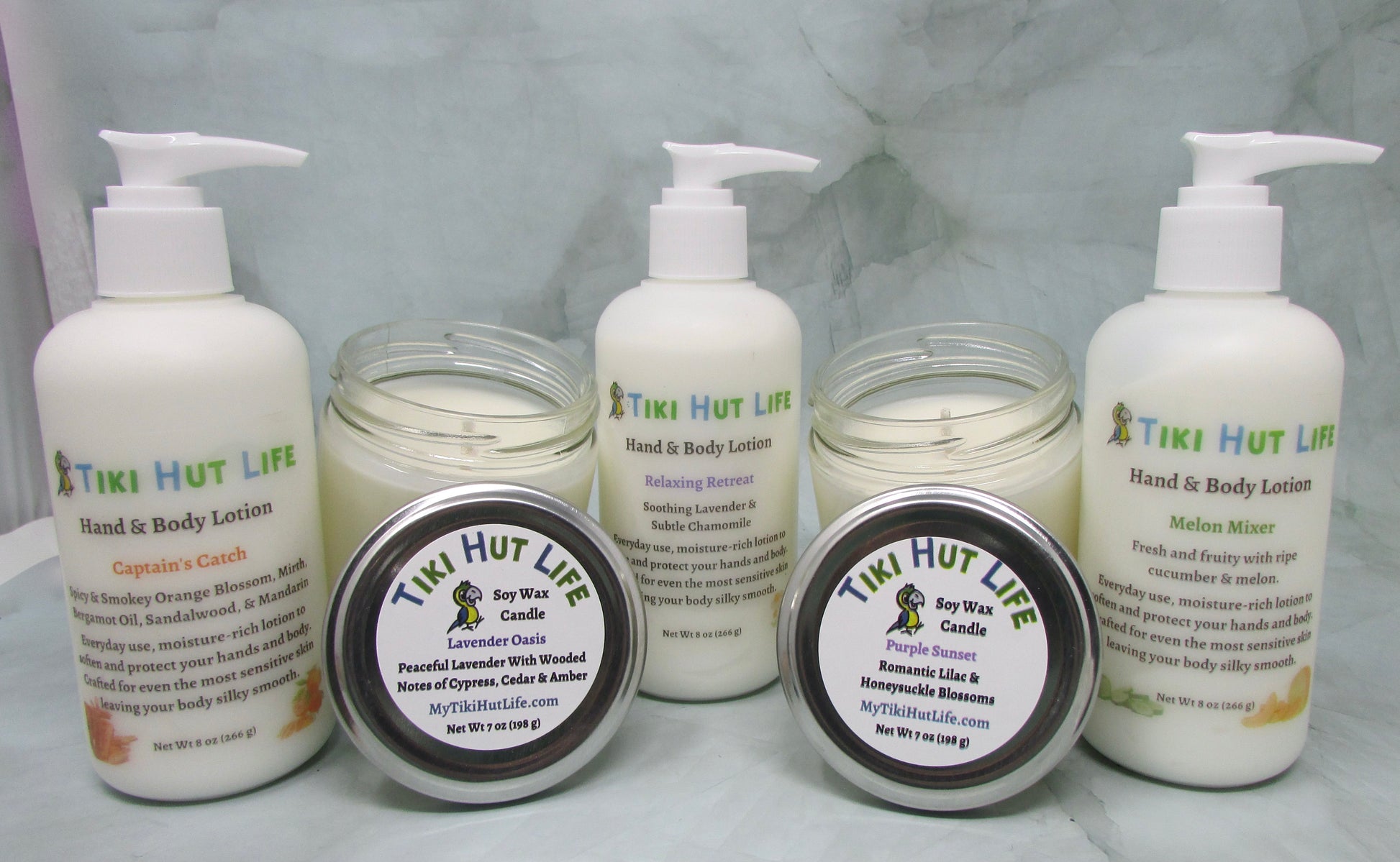 Hand & body lotion. Soy wax candles. Assorted scents.