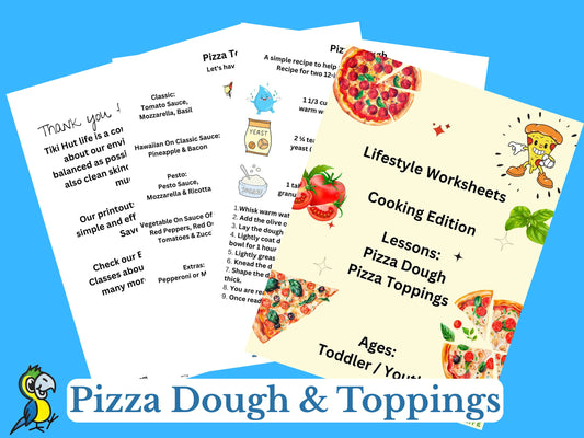 Pizza & Toppings Recipe Worksheet Kids Exercise *Spanish