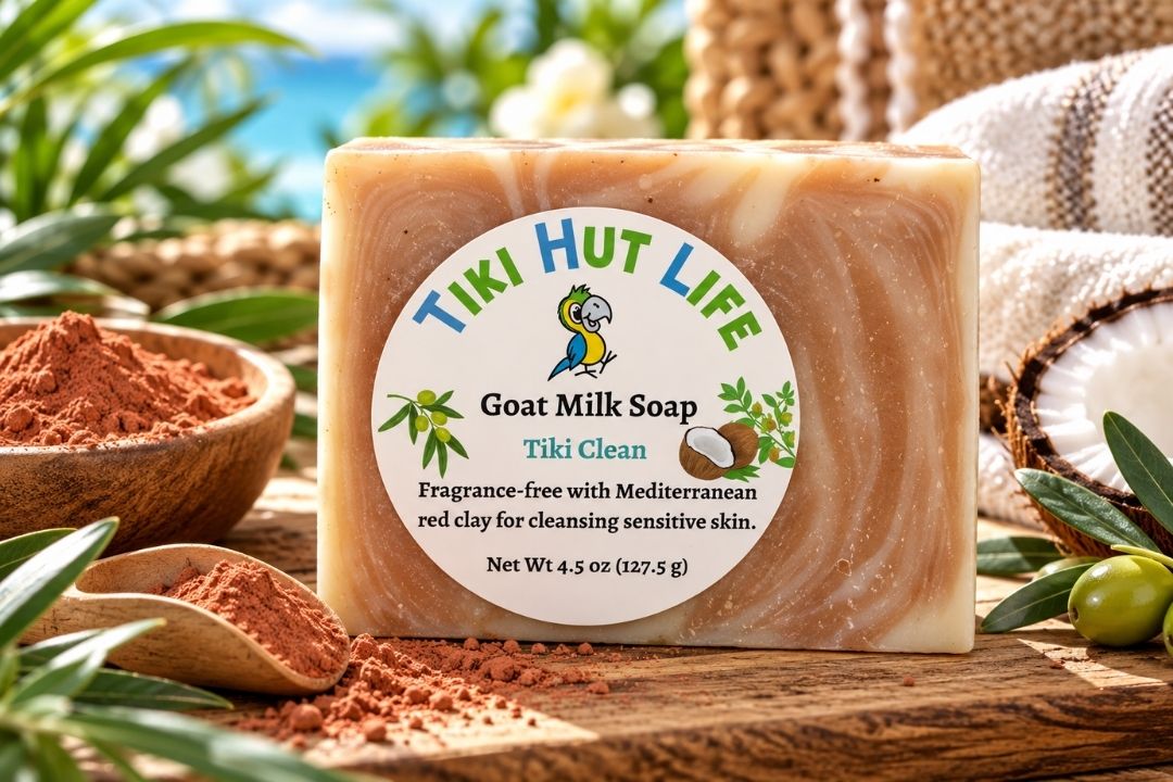 tiki clean goat milk soap tiki hut life, fragrance-free