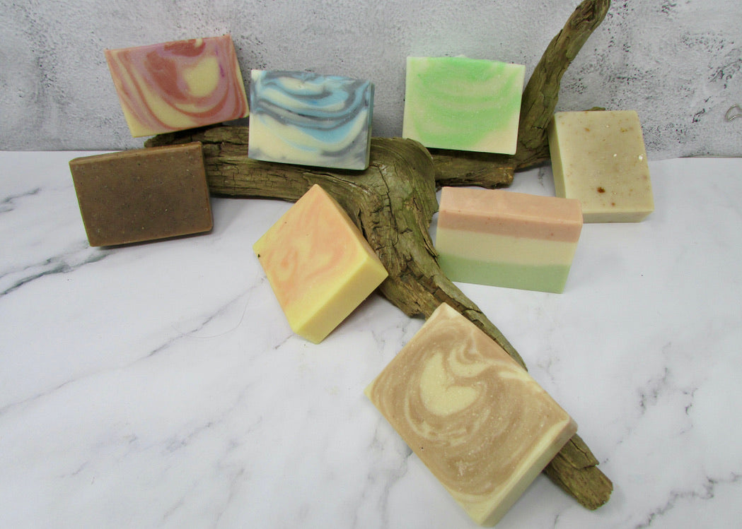 Melon Mixer Goat Milk Soap. Fresh and fruity with ripe cucumber and melon. 