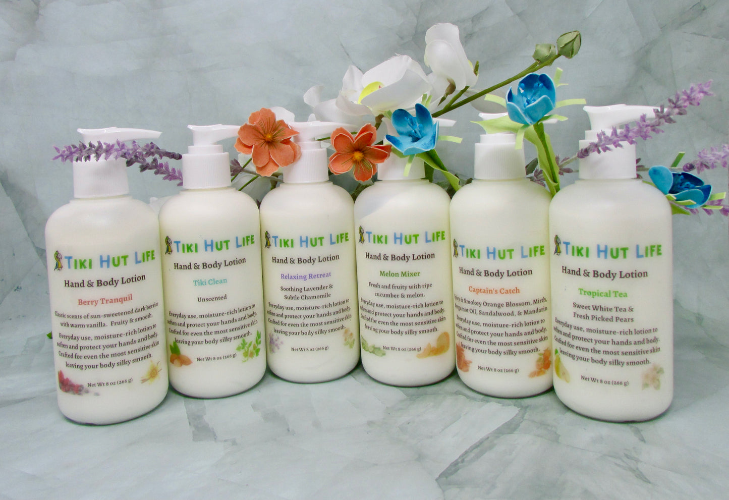 Hand & body lotion. Multiple fragrances. Group image. 